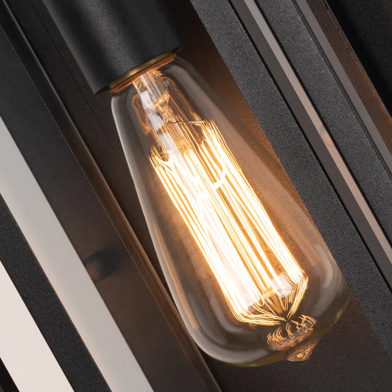 Rasharkin Classic Outdoor Wall Sconce 1 Light Rectangular Metal Frame and Clear Glass Shade Waterproof (Set of 2) - Image 3